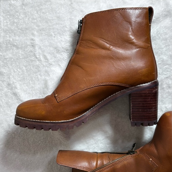Madewell Alyce Brown Chestnut Leather Front Zipper Heeled Boots Size 11 - Picture 11 of 15